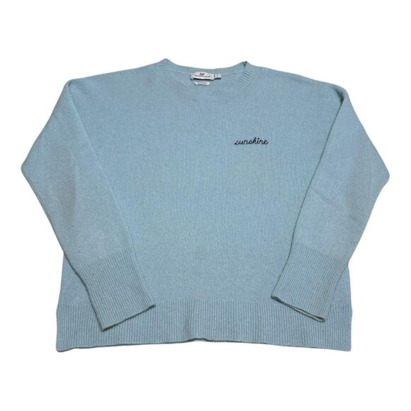 Vineyard Vines Sunshine Logo Light Blue Cashmere Sweater‎ Women’s Small - Picture 1 of 6